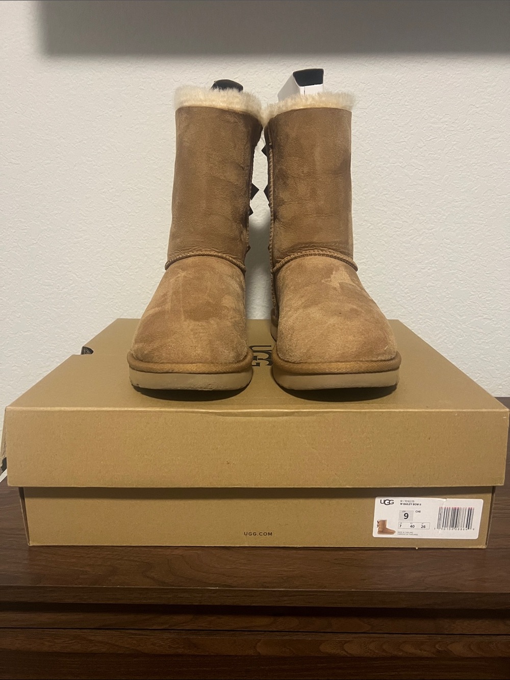 UGG Chestnut Suede Mid-Calf Shearling Boots for Women